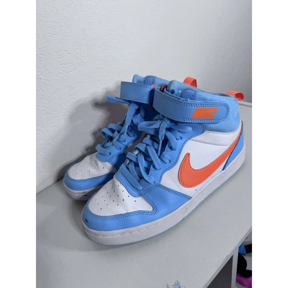 Nike HF4791-407‎ High Top Sneakers Blue White Orange Youth 6.5Y Athletic Shoes